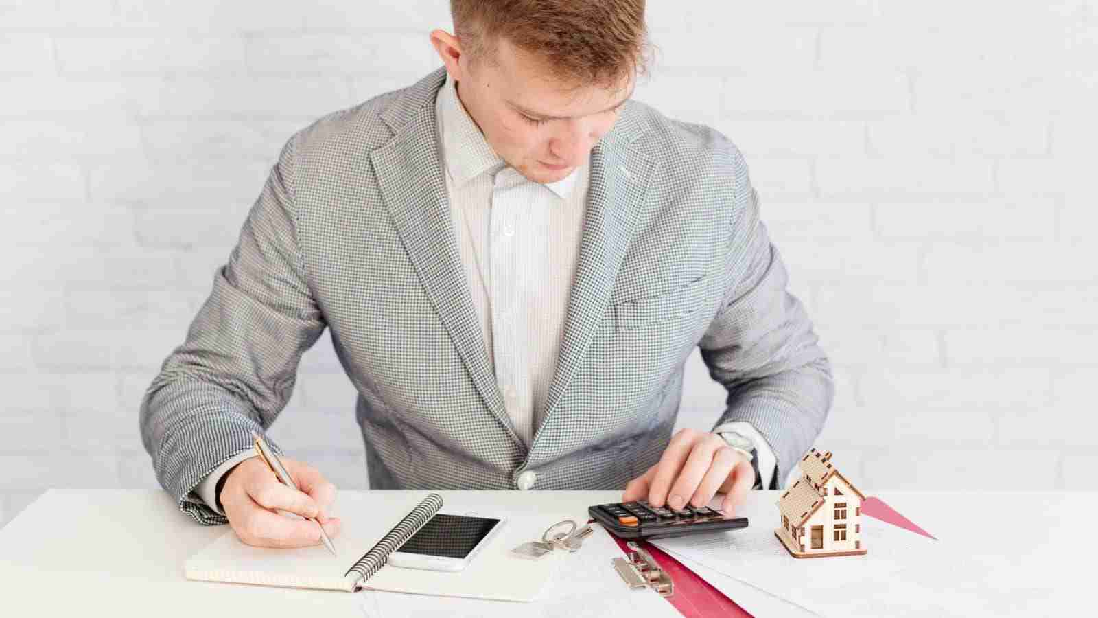 Bank Valuation professional calculating property values.